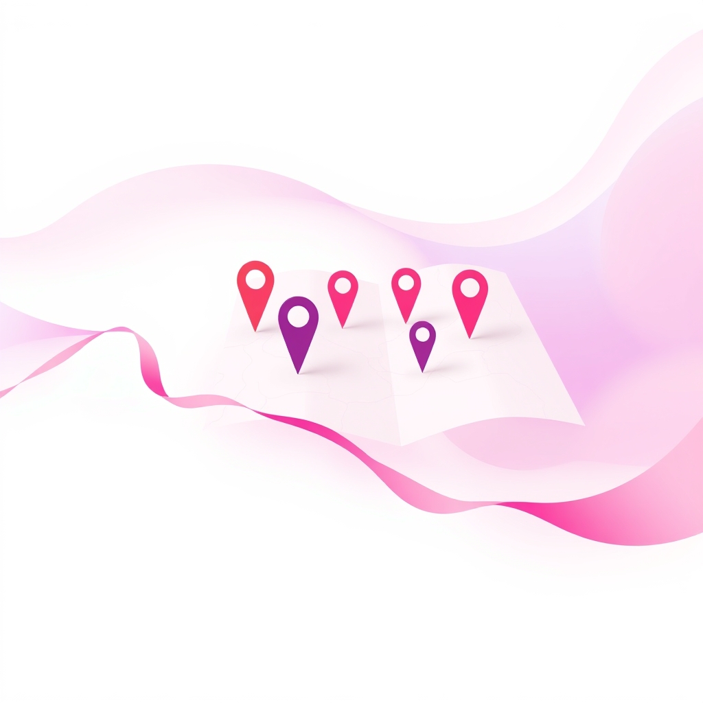 A gradient illustration of a map with location pins, representing service area pages and local SEO